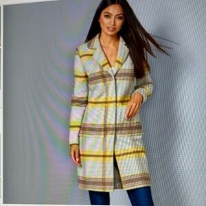 VENUS Tailored Classic Plaid Coat size 6
